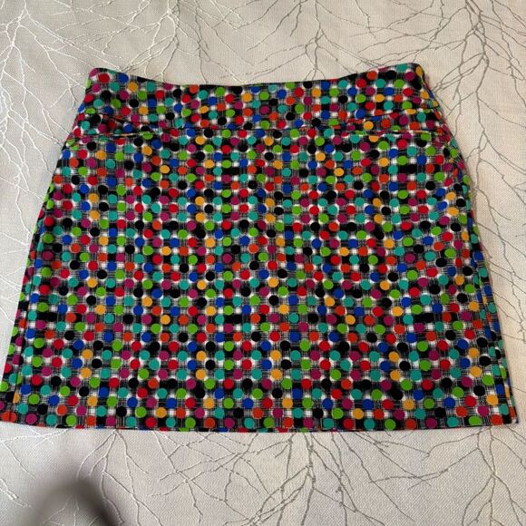 Attyre Skort Black Pink Red Colorful Dot Pattern Pockets Tennis Golf SZ 12 - Picture 1 of 6